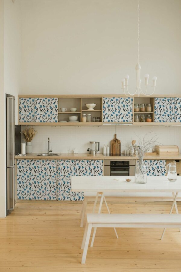 Fancy Walls peel and stick wallpaper for kitchen cabinets