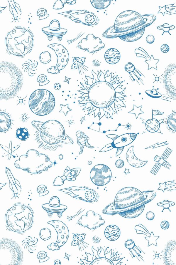 Pattern repeat of Cosmic stars removable wallpaper design