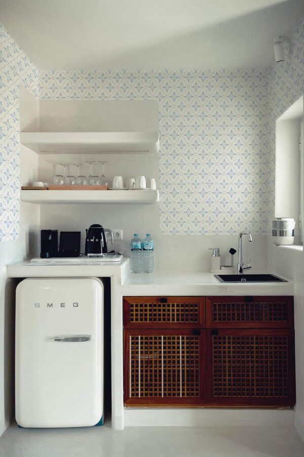 Rustic minimal style kitchen decorated with Country kitchen peel and stick wallpaper