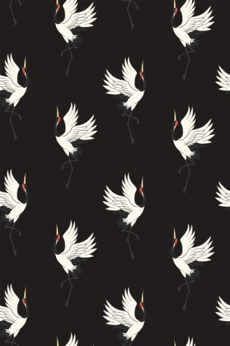 Pattern repeat of Crane bird removable wallpaper design