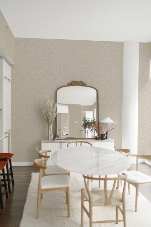 Tan Paisley Layne Botanical Wallpaper
