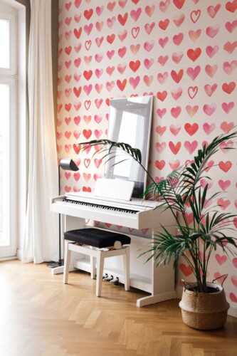 Fancy Walls Peel and Stick Wallpaper in Red Watercolor Heart