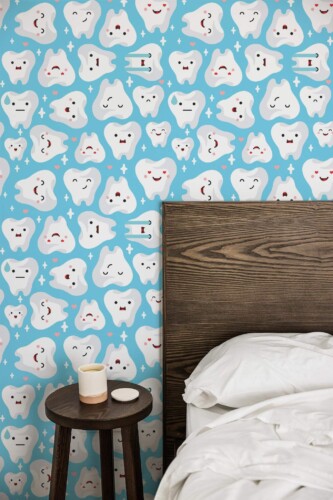 Farmhouse style bedroom decorated with Cute dentist salon peel and stick wallpaper
