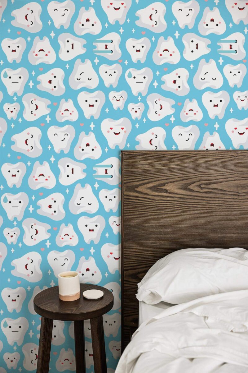 Farmhouse style bedroom decorated with Cute dentist salon peel and stick wallpaper
