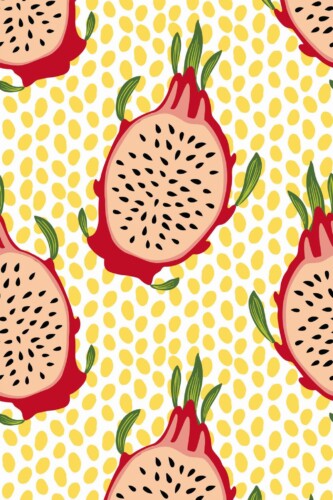Pattern repeat of Cute dragon fruit removable wallpaper design