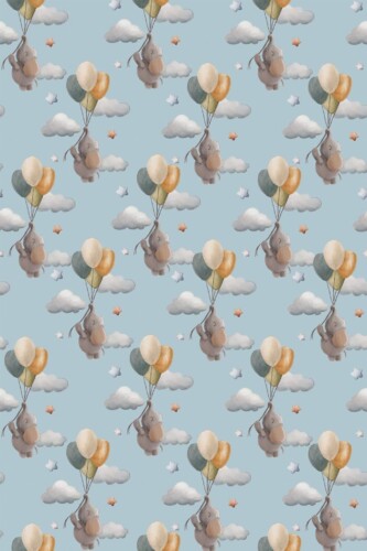Pattern repeat of Cute elephant removable wallpaper design