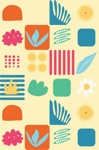 Pattern repeat of Cute sun removable wallpaper design