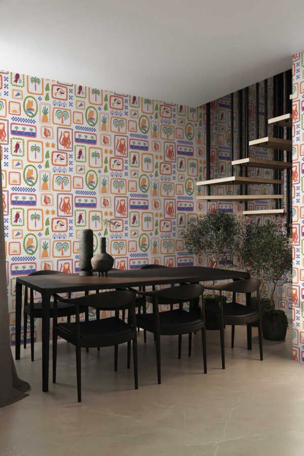 Beige cute tropical self-adhesive wallpaper by Fancy Walls