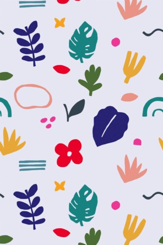 Pattern repeat of Cutout floral removable wallpaper design