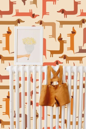 Dachsie Delight peel and stick wallpaper by Fancy Walls