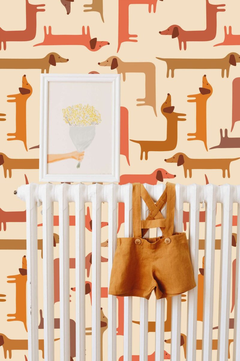 Dachsie Delight peel and stick wallpaper by Fancy Walls