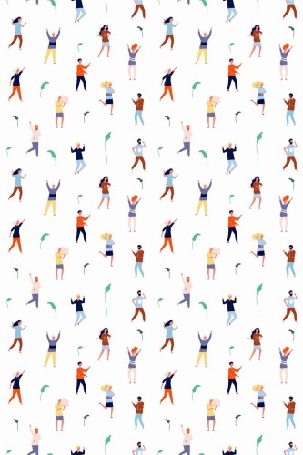 Pattern repeat of Dancing people removable wallpaper design