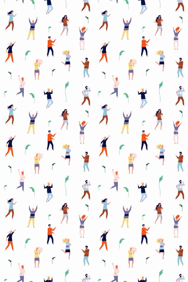 Pattern repeat of Dancing people removable wallpaper design