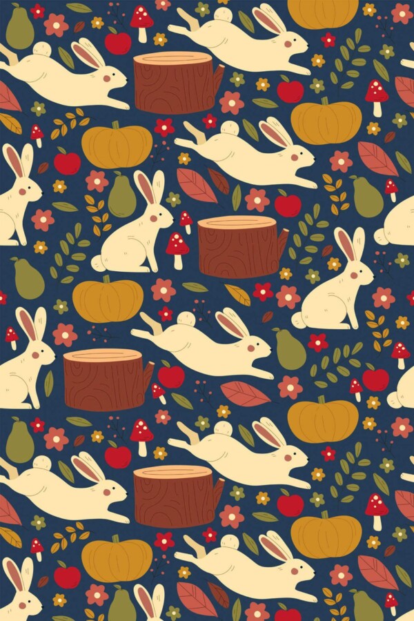 Pattern repeat of Dark autumn removable wallpaper design