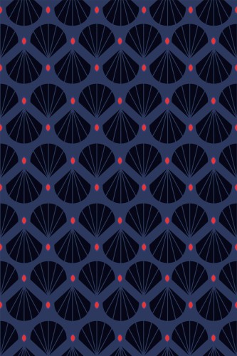 Pattern repeat of Dark blue shell removable wallpaper design