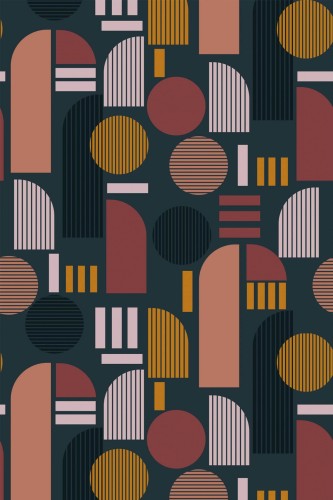Pattern repeat of Dark boho arch removable wallpaper design