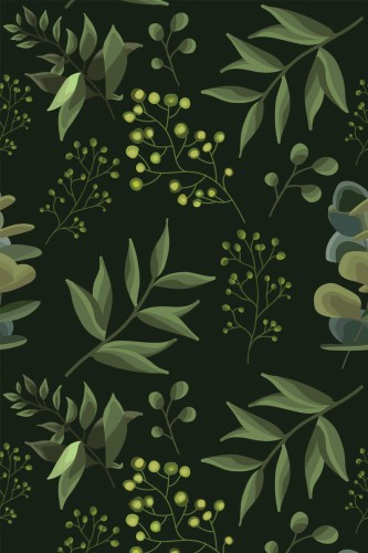 Pattern repeat of Dark botanical removable wallpaper design