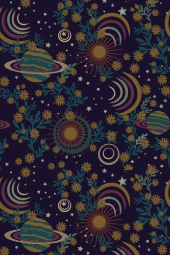 Pattern repeat of Dark etheral cosmos removable wallpaper design