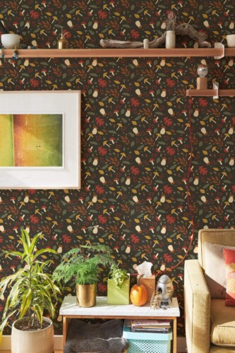 Southwestern style living room decorated with Dark fall peel and stick wallpaper