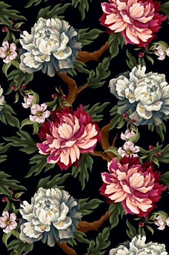 Pattern repeat of Dark garden removable wallpaper design