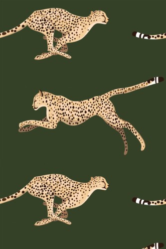 Fancy Walls Dark Green Cheetah traditional wallpaper