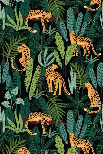 Pattern repeat of Dark jungle removable wallpaper design