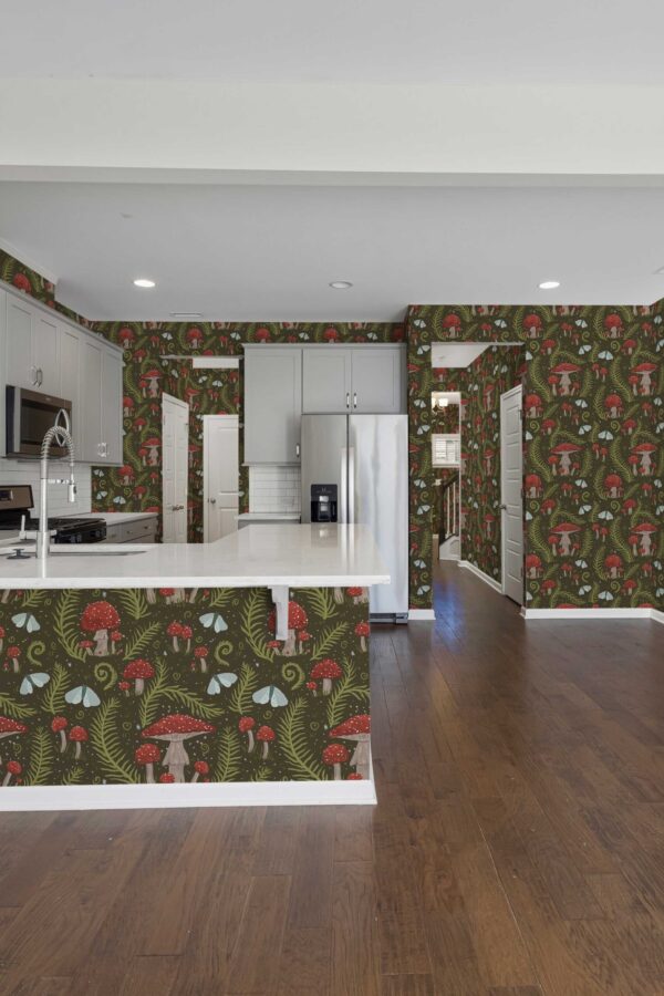Fancy Walls Dark Mushrooms Brown Vintage self-adhesive wallpaper