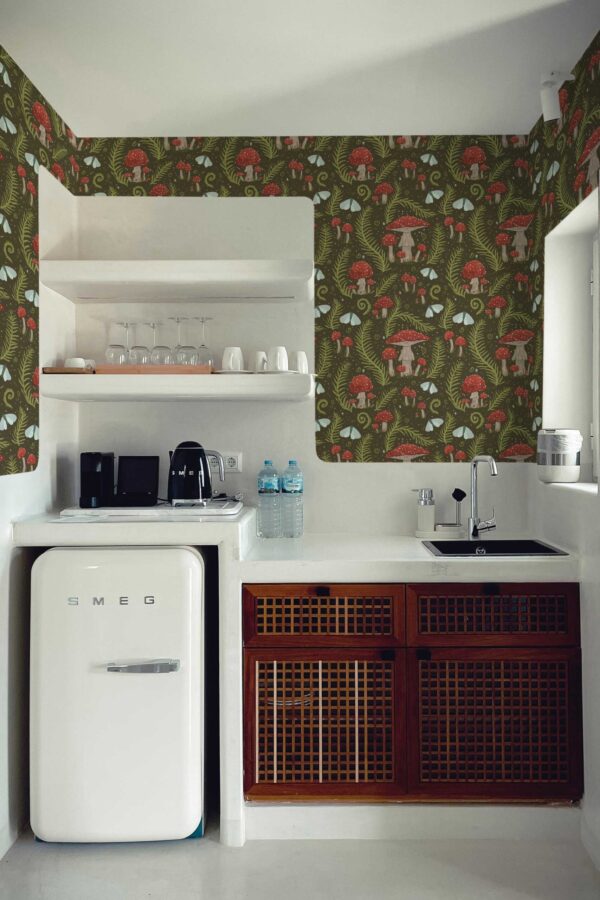 Fancy Walls Dark Mushrooms Brown Majestic removable wallpaper