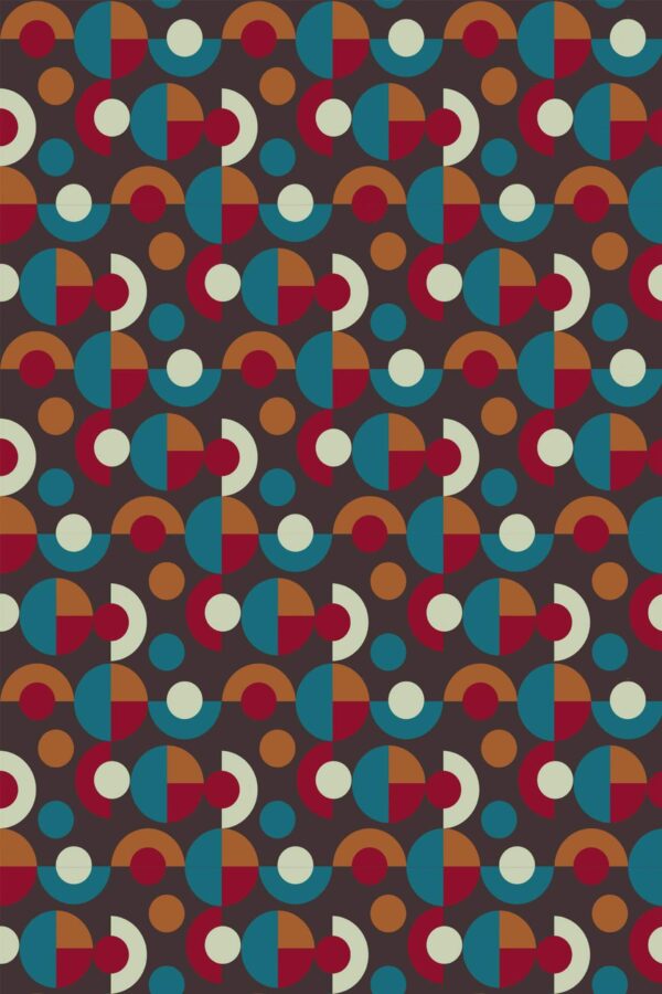 Pattern repeat of Dark retro geometric removable wallpaper design