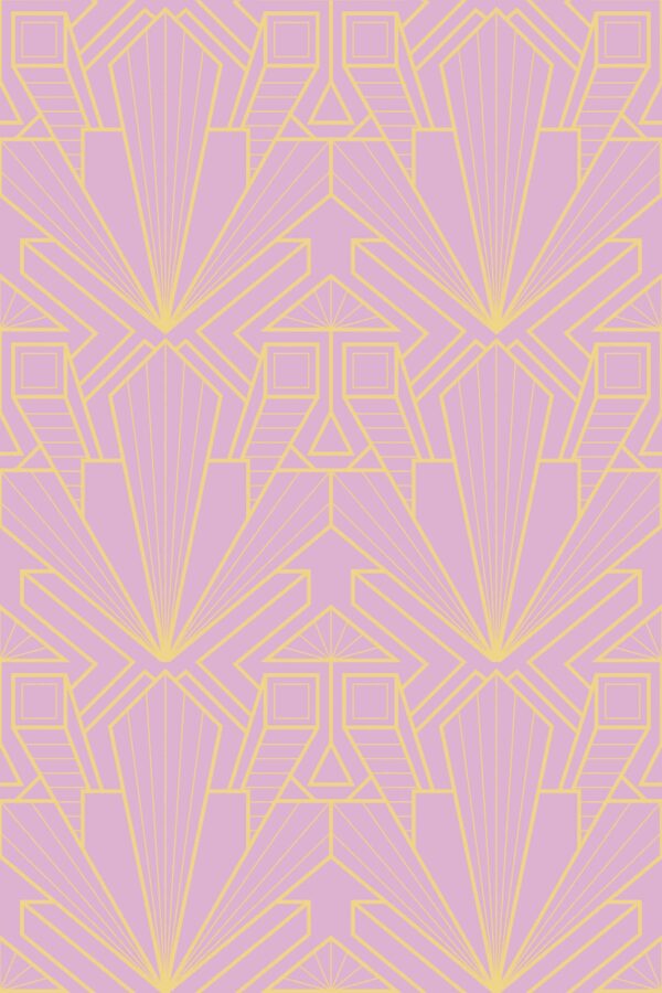 Pink Geometric Art Deco traditional wallpaper in pink by Fancy Walls