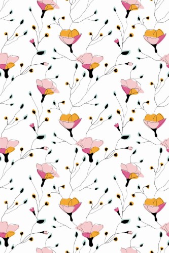 Pattern repeat of Delicate floral removable wallpaper design
