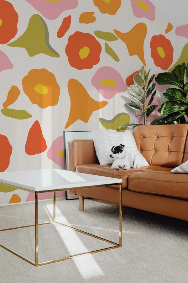 Delightful Pink Floral wall mural peel and stick by Fancy Walls