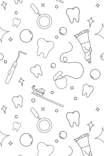 Fancy Walls peel and stick wallpaper with cute dental line art in black and white