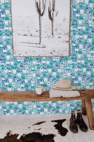 Scandinavian style entryway decorated with Dentist office peel and stick wallpaper