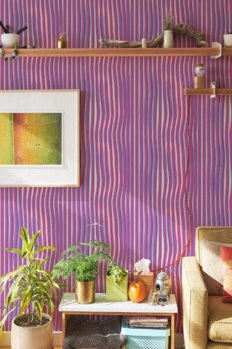 Southwestern style living room decorated with Distorted lines peel and stick wallpaper