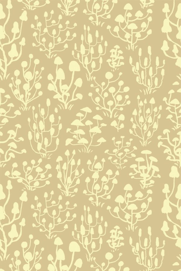 Fancy Walls Ditsy Mushrooms Beige Simple self-adhesive wallpaper