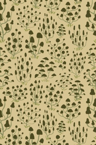 Removable wallpaper by Fancy Walls in Ditsy Mushrooms Beige Simple