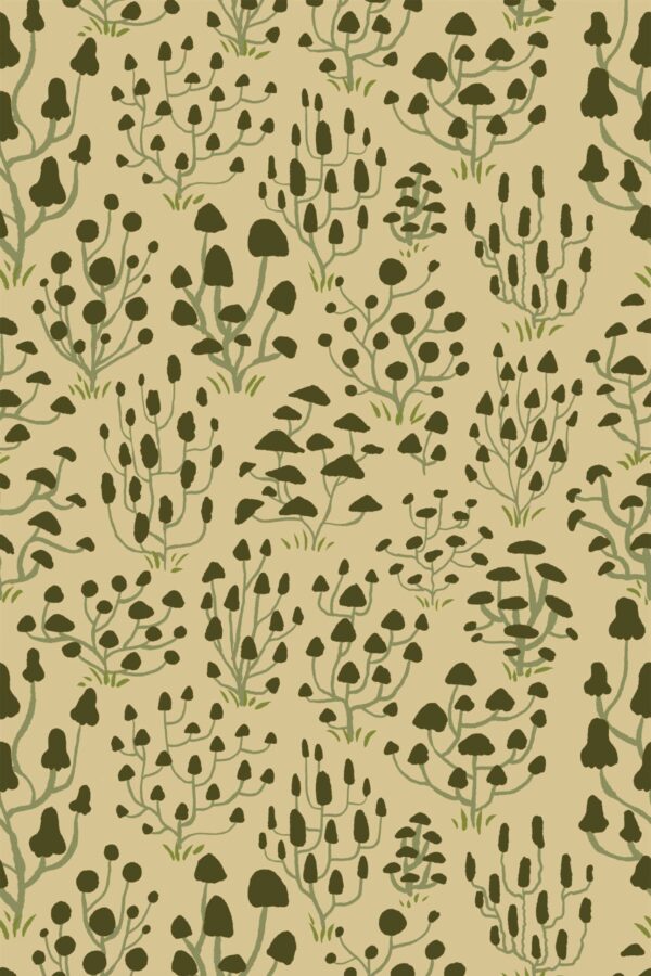 Removable wallpaper by Fancy Walls in Ditsy Mushrooms Beige Simple