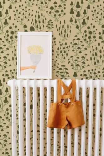 Fancy Walls Ditsy Mushrooms Beige Simple peel and stick wallpaper