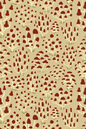 Fancy Walls Ditsy Mushrooms Red Beige Soft peel and stick wallpaper