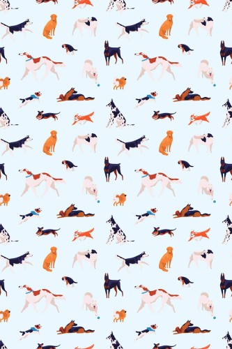 Pattern repeat of Dog removable wallpaper design