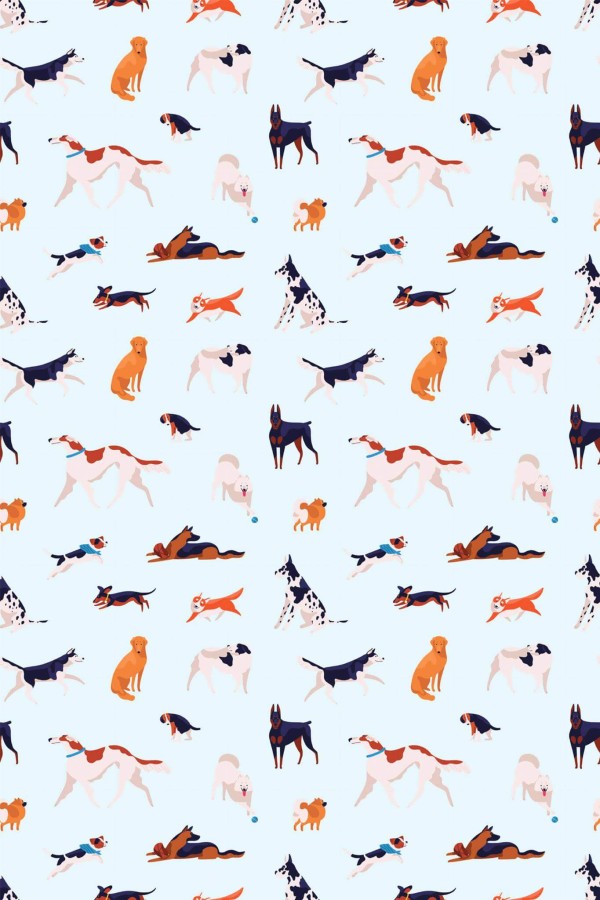 Pattern repeat of Dog removable wallpaper design