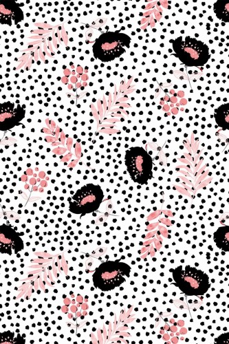 Pattern repeat of Dotted floral removable wallpaper design