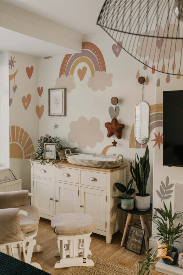 Beige Boho Elements Wall Mural, wall mural peel and stick by Fancy Walls