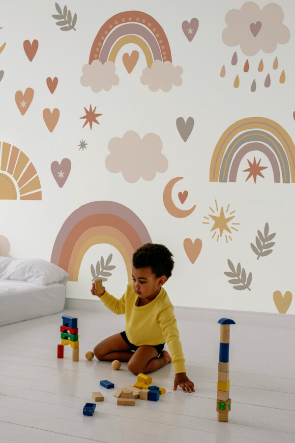 Boho Wall Mural, peel and stick wall murals by Fancy Walls