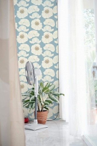 Minimal style living room decorated with Dreamy floral peel and stick wallpaper
