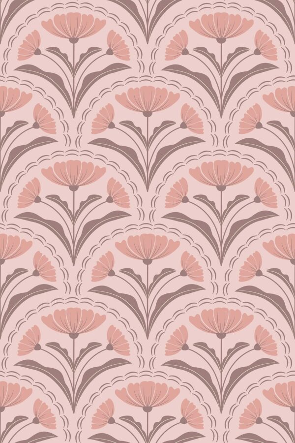 Dusty Rose Deco Wallpaper