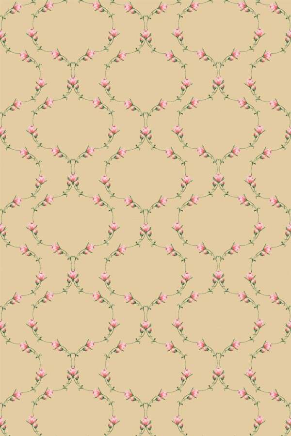 Pattern repeat of Earthy Rose Tangle removable wallpaper design