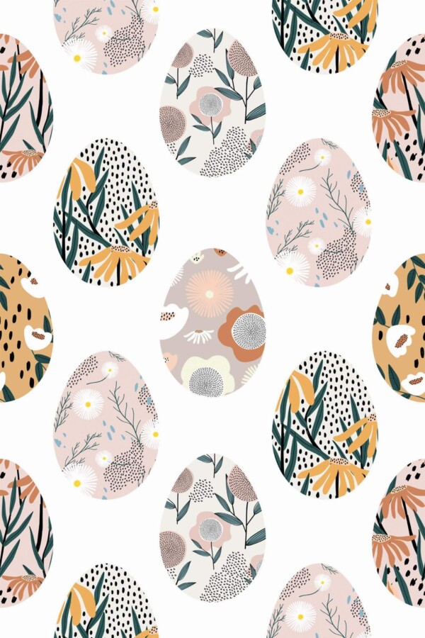 Pattern repeat of Easter egg removable wallpaper design