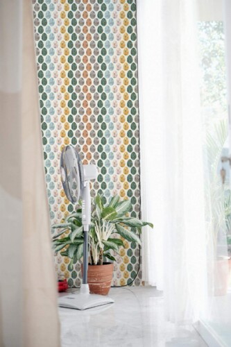 Minimal style living room decorated with Easter Eggs peel and stick wallpaper